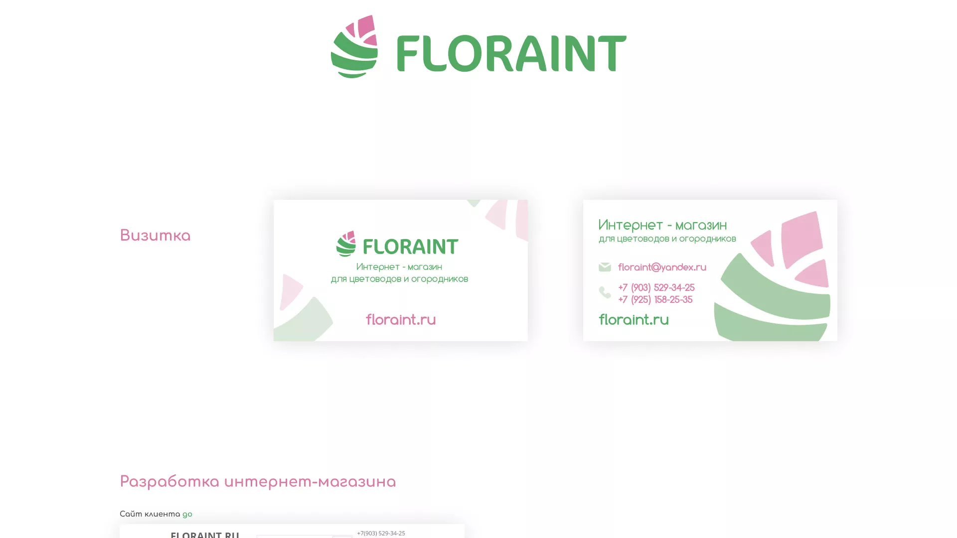 Создание логотипа и интернет-магазина «FLORAINT» в Заполярном